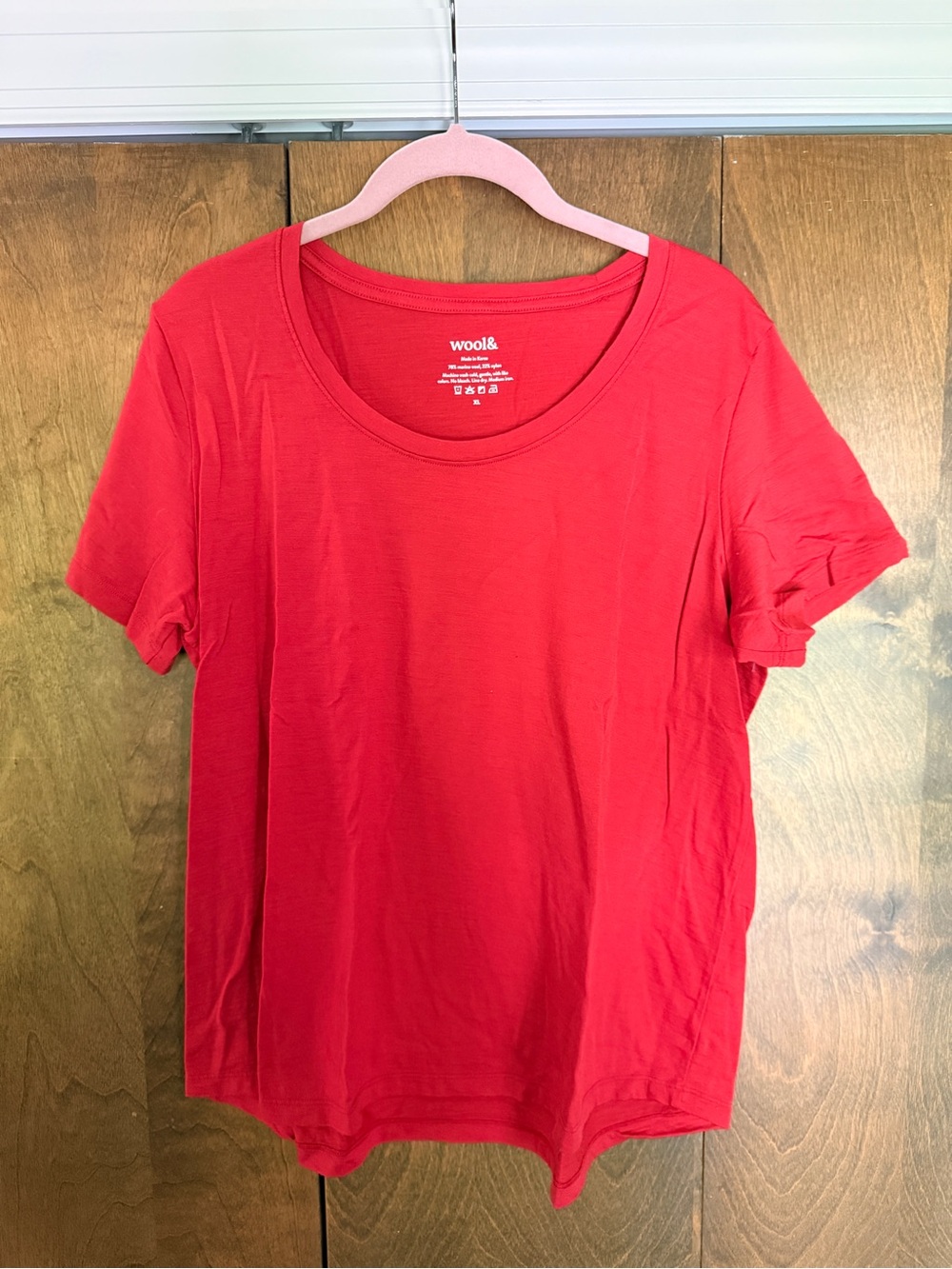 Wool& XL Red Scoop Neck Short Sleeve Women's Top